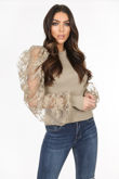 Beige Organza Sleeve Jumper 