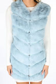 Light Blue Luxury Long Faux Fur Gilet-Copy