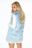 Light Blue Luxury Long Faux Fur Gilet-Copy