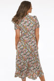 Green Floral Midi Wrap Dress