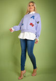 Mix pack Badge Motif Sweatshirt with Shirt Underlay 