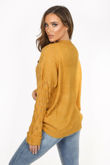 Mustard V Neck Textured Over Sized Jumper
