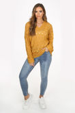 Mustard V Neck Textured Over Sized Jumper