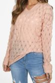 Pink V Neck Textured Over Sized Jumper