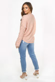 Pink V Neck Textured Over Sized Jumper