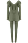 Khaki Pleated Jersey Loungewear