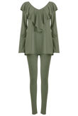 Khaki Pleated Jersey Loungewear