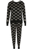 Black/Cream Knitted Hoodie Jumper & Trouser Co-Ord