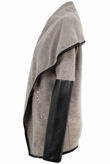 Stone Knitted Ruffle Around PVC Sleeved Jacket