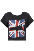 Black British Flag Cropped T-Shirts
