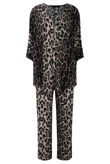 Cream Leopard Printed Shirt & Trouser Set