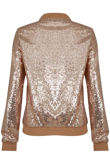 Beige Sequin Bomber Jacket