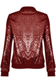 Wine Sequin Bomber Jacket