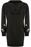 Black Longline Hoodie With Skull Print