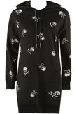 Black Longline Hoodie With Skull Print