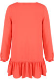 Red Pleated Hem Button Up Dress