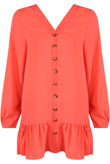 Red Pleated Hem Button Up Dress