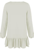 White Pleated Hem Button Up Dress