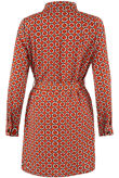 Orange Printed Tie Up Shift Dress