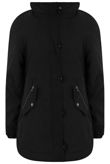 Black Cross Pockets Long Parka