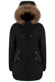 Black Cross Pockets Long Parka