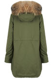Khaki Fleece Lined Parka Coat