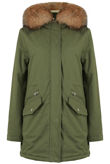 Khaki Fleece Lined Parka Coat
