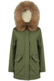 Khaki Fleece Lined Parka Coat