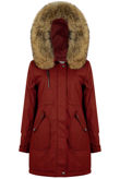 Burgundy Padded Lining Parka Coat
