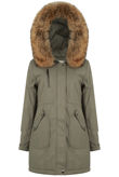 Khaki Padded Lining Parka Coat