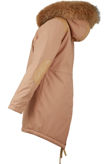 Beige PVC Patch Detail Parka Coat