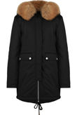 Black PVC Patch Detail Parka Coat