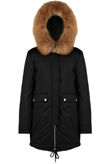Black PVC Patch Detail Parka Coat