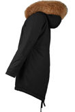 Black PVC Patch Detail Parka Coat