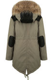 Khaki PVC Patch Detail Parka Coat 