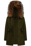 Golden Fur Hood Parka Coat 