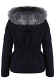 Navy Natural Fur Hood Parka Jacket