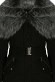 Black Quilted Jacket with Heavy Fur Collar