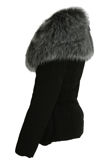 Black Quilted Jacket with Heavy Fur Collar