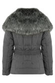 Grey Quilted Jacket with Heavy Fur Collar 