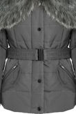 Grey Quilted Jacket with Heavy Fur Collar 