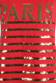 Red PARIS Gold Sequin Trim Slogan Tee