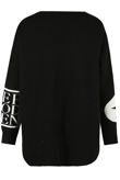 Black Slogan Printed Oversize Jumpers