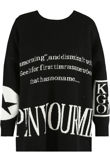 Black Slogan Printed Oversize Jumpers