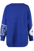 Royal Blue Slogan Printed Oversize Jumpers