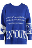 Royal Blue Slogan Printed Oversize Jumpers
