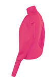 Fuchsia Pleated Sleeve High Neck Ribbed Jumper