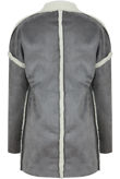  Grey Suede Textured Aviator Coat 