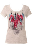 Cream Embellished Textured Floral T-Shirt