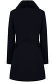 Navy Soft Fur Collar Long Coat